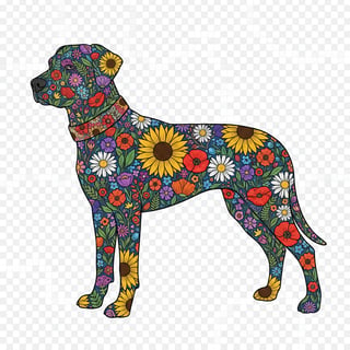 Boho Floral Catahoula Leopard Dog Art