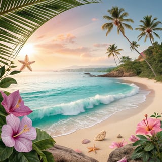 Elegant Tropical Beach Scene in Circle