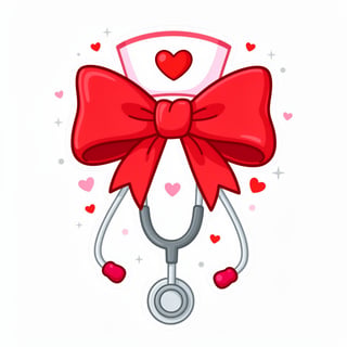 Valentine Nurse Stethoscope Illustration