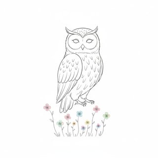 Minimalist Owl in Spring Meadow