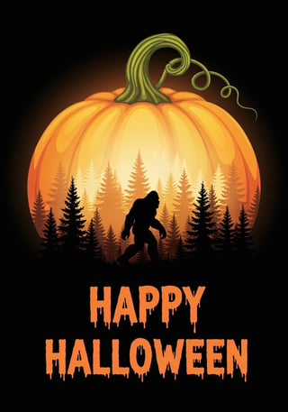 Bigfoot Halloween Pumpkin Scene