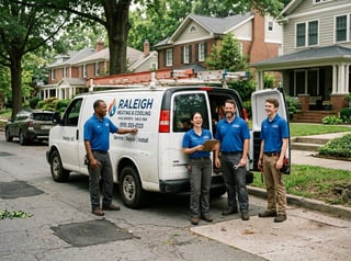 HVAC Crew with Branded Van in Raleigh