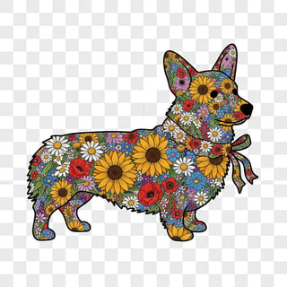Boho Floral Corgi Illustration