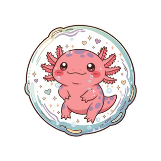 Kawaii Pink Axolotl Sticker