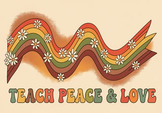 70s Retro Teach Peace & Love Design