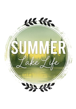 Vintage Summer Lake Life Watercolor Design