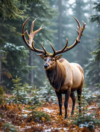 Majestic Elk in Boreal Forest