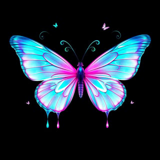 Ultra-Clean Teal and Pink Butterfly Art