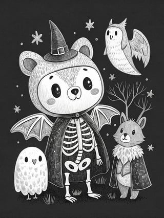 Baby Woodland Animals in Halloween Costumes