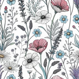 Line Art Botanical Pattern