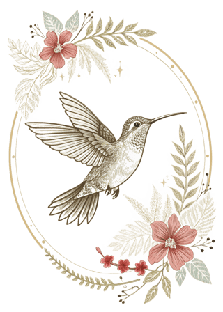 Vintage Hummingbird Vector Illustration