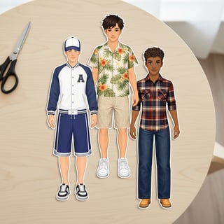 Realistic Paper Doll Mockup Photo