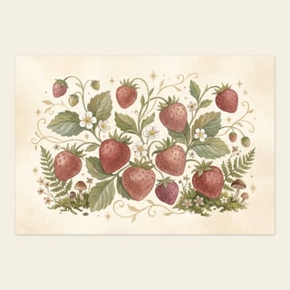 Strawberry Forest Bath Mat Illustration