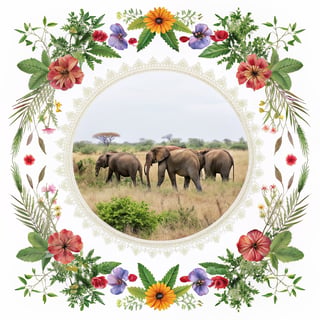 Centered Elephants in Elegant Landscape