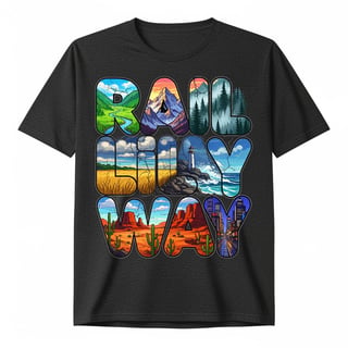 Railway Landscape Bubble Font Tee