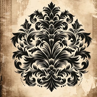 Victorian Black Damask Design