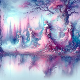 Pastel Haunted Glade with Gothic Fairies