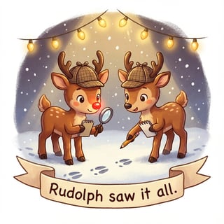 Cute Reindeer Detectives PNG