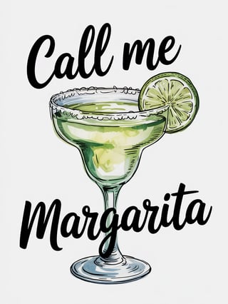 Watercolor Margarita Glass Illustration