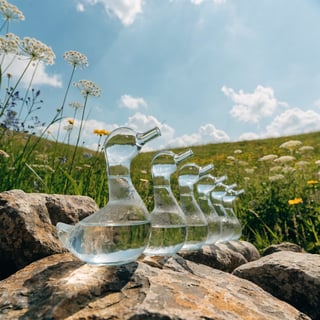 Duck Bottles Meadow Background