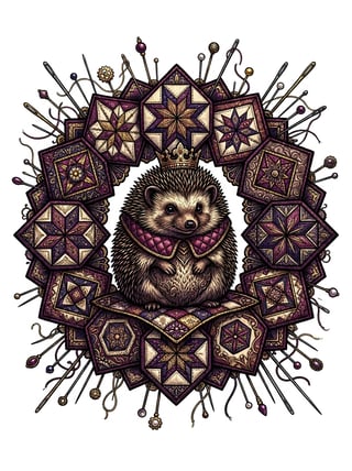 Ornate Hedgehog Quilt Illustration