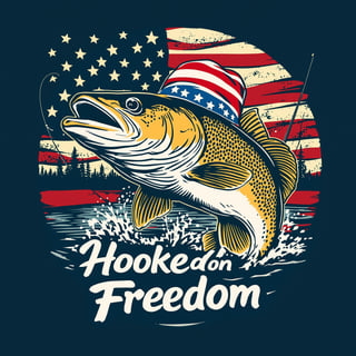 Retro Trout with American Flag