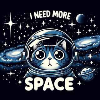 Cartoon Cat Astronaut in Space