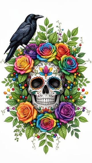 Day of the Dead Floral Sugar Skull