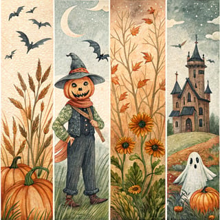 Watercolor Halloween Collage