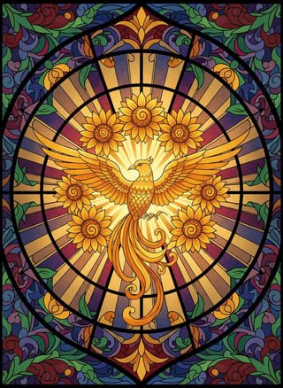 Stained-Glass Cathedral Sunbird Wallpaper