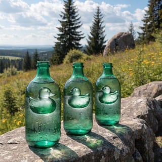 Duck Bottles Meadow Background