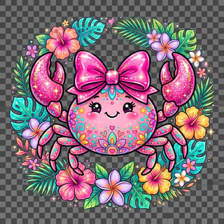 Vibrant Pink Crab Illustration