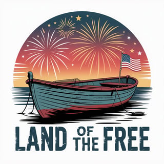 Vintage Rowboat with Fireworks