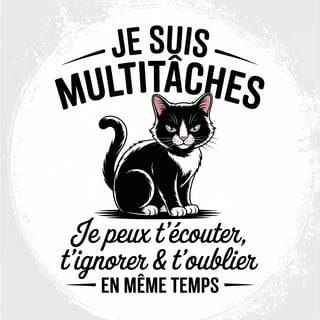 Bold Attitude Text with Black Cat