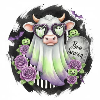 Cute Cow with Heart Sunglasses Art