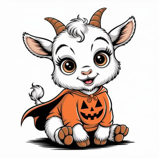 Cute Animated Baby Goat in Halloween Costume