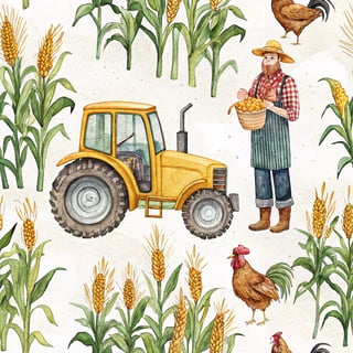Rustic Yellow Tractor Farm Graphic