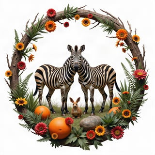 Centered Zebra Landscape on White