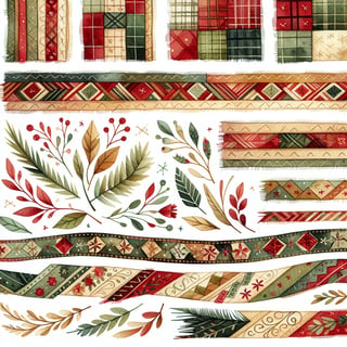 Watercolor Patchwork Fabric Clipart