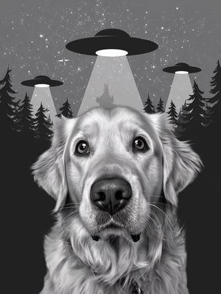 Confused Golden Retriever in Forest