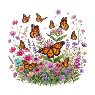 Vintage Monarch Butterfly Meadow