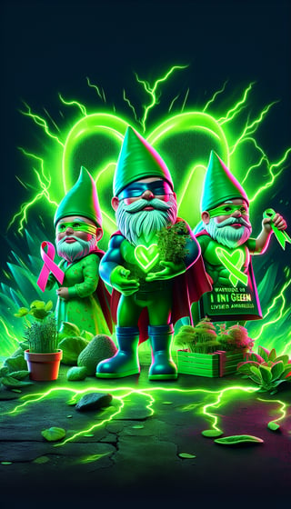 Neon Green Superhero Gnomes Art