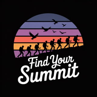 Silhouette of Hikers at Twilight