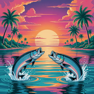 1980s Airbrush Tropical Beach Pattern