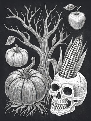 Eerie Fall Harvest Halloween Illustrations
