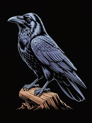 Realistic Raven Hiking Illustration