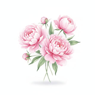 Watercolor Pink Peony Bouquet