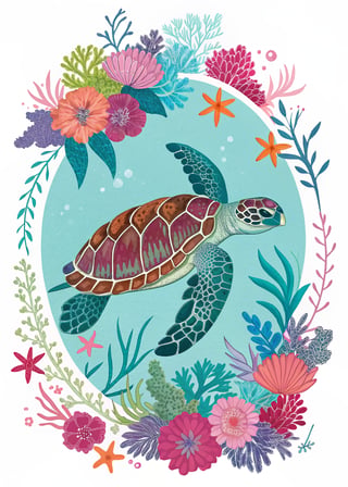 Vivid Sea Turtle Vector Illustration