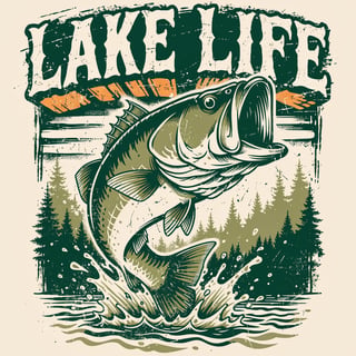 Vintage Lake Life Fishing T-Shirt
