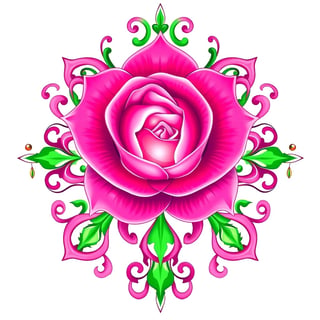 Pink Fantasy Rose Illustration